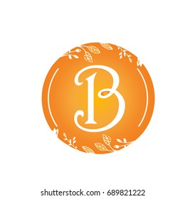 Vector Orange Florist Single Letter B Logo