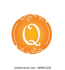 Vector Orange Florist Single Letter Q Logo