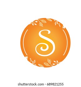 Vector Orange Florist Single Letter S Logo