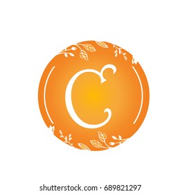 Vector Orange Florist Single Letter C Logo