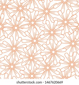 Vector Orange Flowers on White Seamless Repeat Pattern