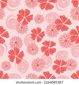 Vector Orange flowers seamless pattern background. Perfect for fabric, scrapbooking, wallpaper projects.
