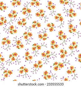 vector orange flowers seamless pattern