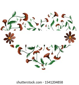Vector orange flowers. White background. For cards, content, greetings, banners, textiles, packaging and background. Hand drawn illustration vector graphic.