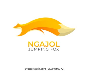 Vector of orange fox, dog, foxy, animal, wildlife, wolf, tail, coyote, mascot logo illustration. Simple creative abstract design trendy typography. Used for branding, company, symbol, sign and icon.
