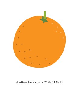 Ilustración de Vector de fruta naranja. Pegatina o logotipo de fruta de naranja de diseño plano, zumo de vitamina c saludable, cítricos frescos.