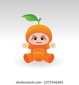 Vector naranja fruta kawaii personaje de caricatura vector divertido fruta naranja kawaii ilustración