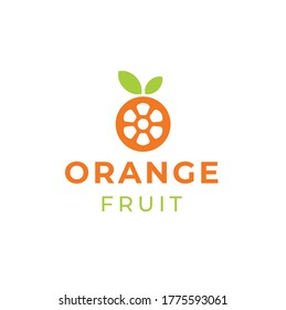 Vector orange fruit logo in a modern simple flat style