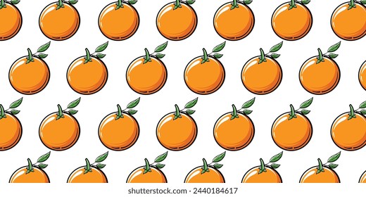 Vector orange fruit with seamless pattern background