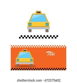 vector orange funny cartoon  taxi car icon. Taxi service logo design template