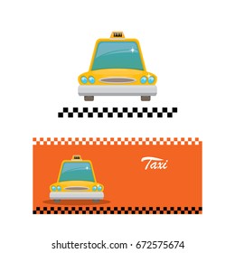 vector orange funny cartoon  taxi car icon. Taxi service logo design template