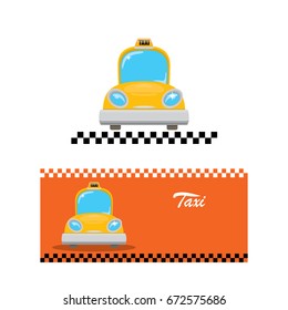 vector orange funny cartoon  taxi car icon. Taxi service logo design template