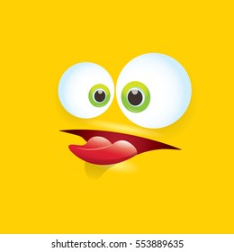 vector orange funny monster face. cartoon monster smiling face for kids background or greeting cards. kids hoodie or t-shirt vector graphic design creative template