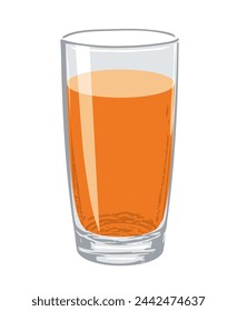 vector orange glass with tasty fresh juice