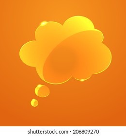 Vector orange gloss glass callout cloud icon. Eps10