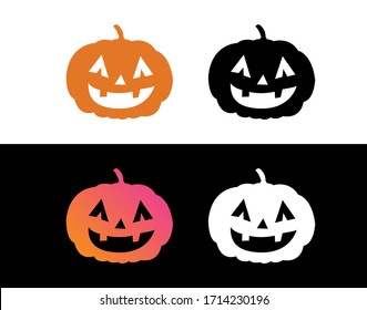 The vector orange gradient Halloween holiday witch flat circle icon set