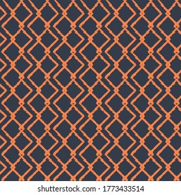 Vector orange grid check contrast seamless pattern