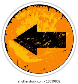 Vector Orange Grunge Back Button Icon