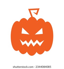 Vector orange halloween head jack pumpkin with happy face.