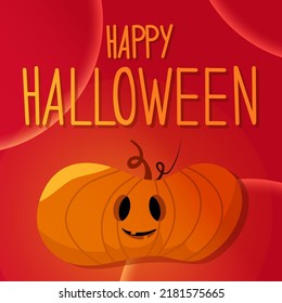 Vector orange halloween smiling pumpkin with lettering