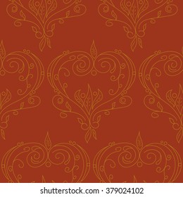 Vector orange heart seamless pattern