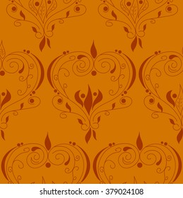 Vector orange heart seamless pattern