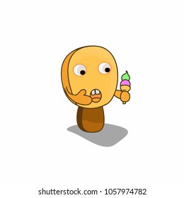 Vector Orange Ice Cream Bar Cartoon Lolly Isolated on White Background. looking ice cream cone.