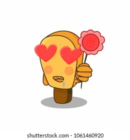 Vector Orange Ice Cream Bar Cartoon Lolly Isolated on White Background. give my flower and my love.