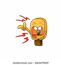 Vector Orange Ice Cream Bar Cartoon Lolly Isolated on White Background. singer sing music.