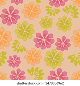 Vector orange ice cream floral design seamless pattern background