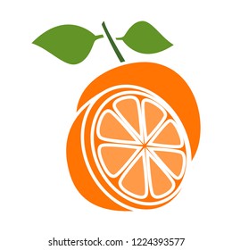 vector orange icon. Flat illustration of fresh orange. orange fruit isolated on white background. orange slice sign symbol