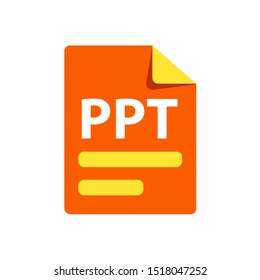 Vector orange icon PPT. File format extensions icon. flat design style. 