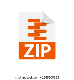 Vector orange icon ZIP. File format extensions icon. flat design style. 