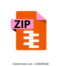 Vector orange icon ZIP. File format extensions icon. flat design style. 