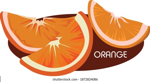 vector orange illustration. Isolated citrus. Healthy menu juice.  illustration for greeting cards, posters, recipe, culinary design. Isolated on white background. 
