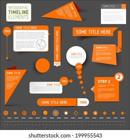 Vector Orange infographic timeline elements / template on dark gray background