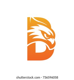 Vector Orange Initial B Hawk Face 