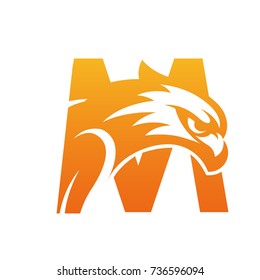 Vector Orange Initial M Hawk Face 
