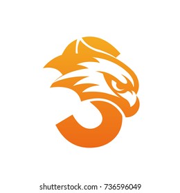 Vector Orange Initial S Hawk Face 