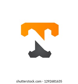 Vector Orange Initial T N Logo