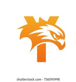 Vector Orange Initial Y Hawk Face 