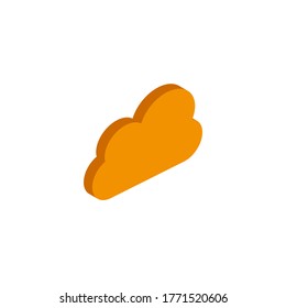 Vector orange isometric cloud icon on a white background.