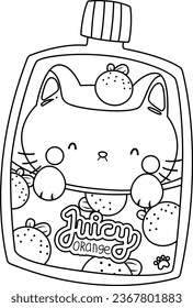 a vector of orange jelly with cat design in black and white coloring