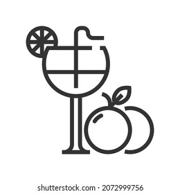 Vector orange juice outline icon, food and drink related 4000x4000 Pixel, whitebackground