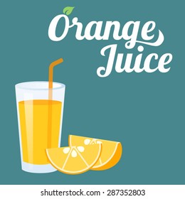 Vector orange juice and orange slice