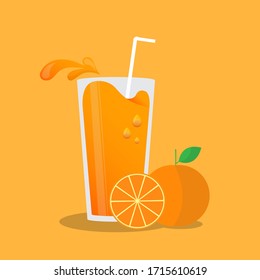 Vector of orange juice with splash effect