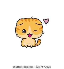 vector orange kitten flat design