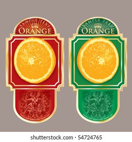 etiqueta de naranja vectorial con viñeta vintage