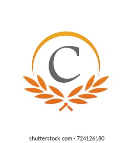 Vector Orange Leaves Award Initial C Logo