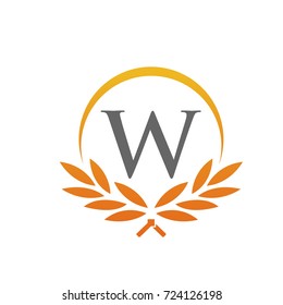 Vector Orange Leaves Award Initial W Logo